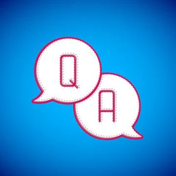 White Speech bubbles with Question and Answer icon isolated on blue background Stock Illustration
