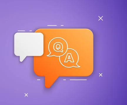 White Speech bubbles with Question and Answer icon isolated on purple backg.. Stock Illustration