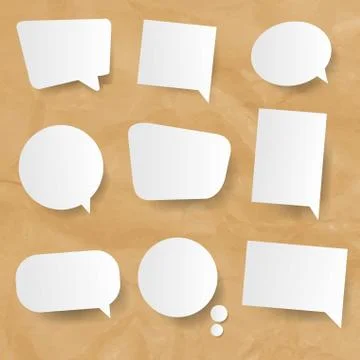 White Speech Bubbles Set Cardboard Background Stock Illustration