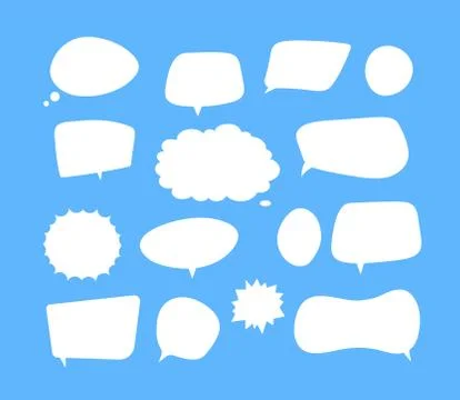 White speech bubbles. Thinking balloon talks bubbling chat comment cloud comic Illustrazione stock