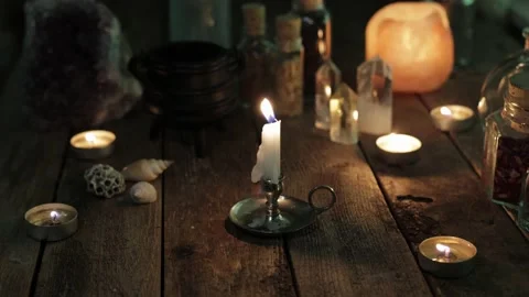White Spell Candle Stock Footage 200800348