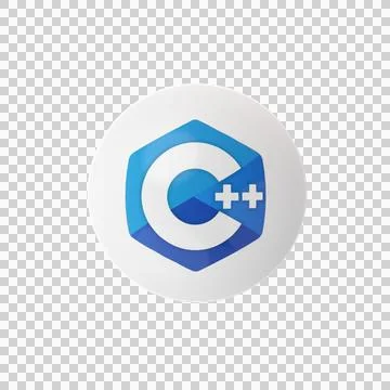 White Sphere C++ Logo 3D Glossy Icon Transparent Background イラスト素材