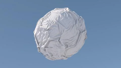 White sphere, cloth effect. Blue background. Abstract illustration, 3d render Stock Illustration