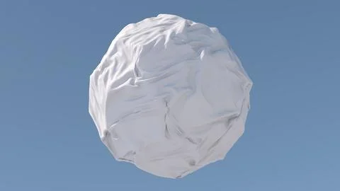 White sphere, cloth effect. Blue background. Abstract illustration, 3d render Stock Illustration