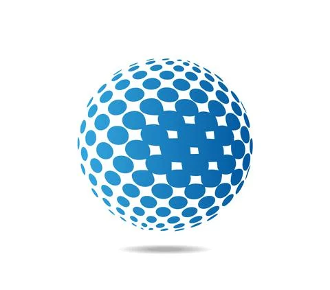 A white sphere covered with a blue raster of varying intensity Stock Illustration