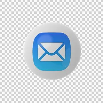 White Sphere Mail Envelope Logo 3D Glossy Button Icon Transparent 库存插图
