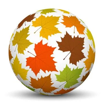 White Sphere with Mapple Leaf Texture - Autumn Vector Stock Illustration