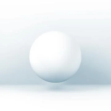 White sphere object, blue toned square 3d Illustrazione stock