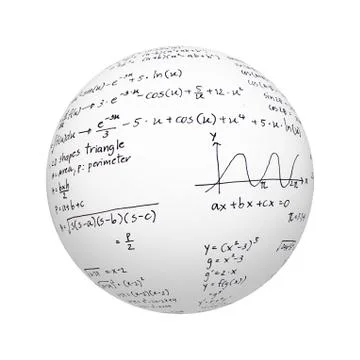 White sphere or ball and graph paper texture for studying math or physics sub Illustrazione stock