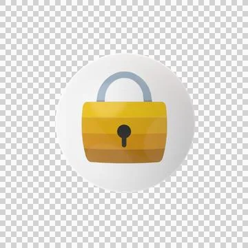 White Sphere Padlock Security 3D Glossy Icon Transparent Background Stock Illustration