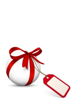 White Sphere with Red Bow and Blank Gift Coupon Stock Illustration
