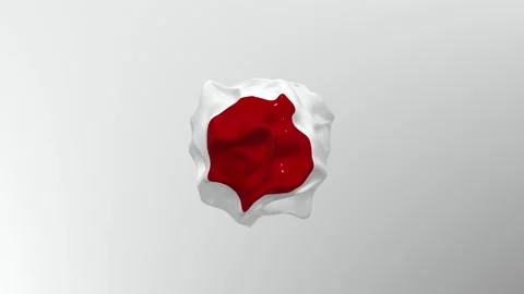 White sphere shape with blood red colour blot and noise distortion effect Stock Footage 223225954
