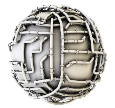 The white sphere is wrapped in a pipeline Stock-Illustration