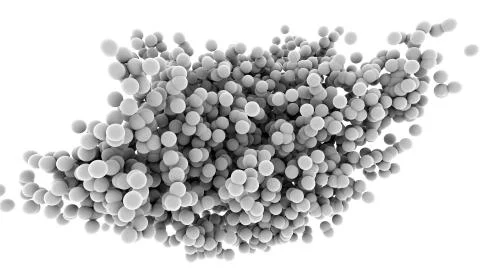 White spheres, balls or molecules floating in organic motion Stock Illustration