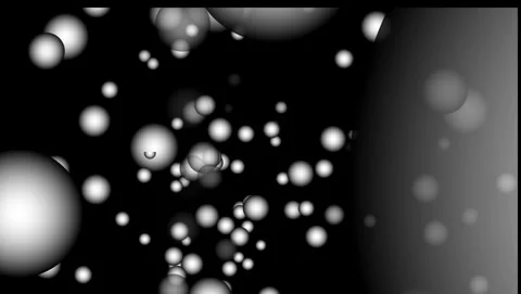 White Spheres Floating on Black Background abstract Stock Footage 317564396