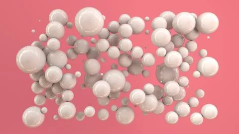 White spheres of random size on red background Illustrazione stock