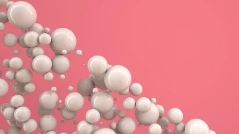 White spheres of random size on red background Stock Illustration