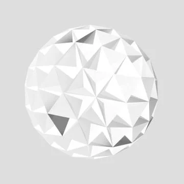 White spherical triangulated crystal object isolated over light gray Ilustración de archivo