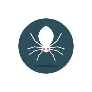 White spider hanging in circle Stock Illustration