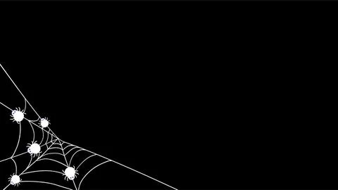 White spider web corner frame design on dark black background for spooky Ha.. Stock Illustration