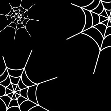 White Spider Web Corner Pattern On Black Background Stock Illustration