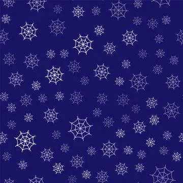 White Spider web icon isolated seamless pattern on blue background. Cobweb sign Stock Illustration