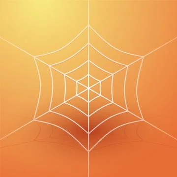 White spider web on an orange background Ilustración de archivo