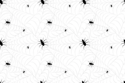 White spider web seamless pattern. Illustrazione stock
