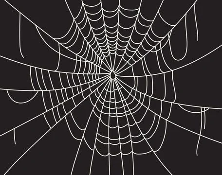 White Spider Web Vector Illustration on Dark Background Illustrazione stock