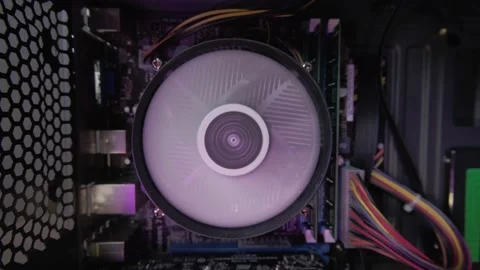 White spinning cooler for CPU cooling Stock Footage 237607480