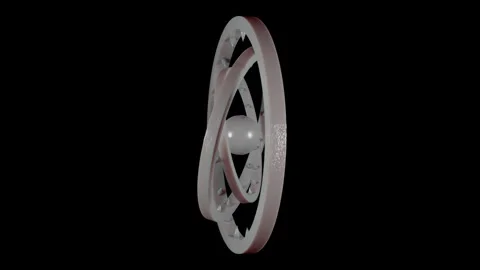 White spinning of geometric ball. Orbits moving around the sphere. Seamless loop Stock Footage 153119781