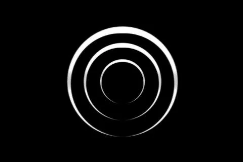 White spiral with circle ring on black backdrop, abstract background Stock Illustration