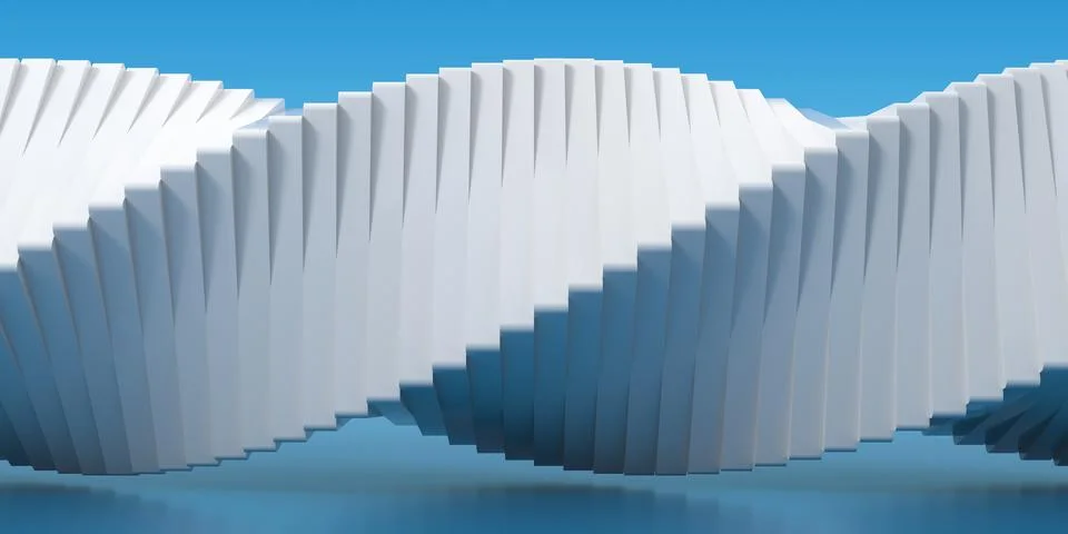 White Spiral Geometric Structure Against Blue Sky - 3d Illustration Stock Illustration