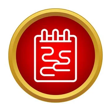 White spiral notebook icon in red circle Stock Illustration