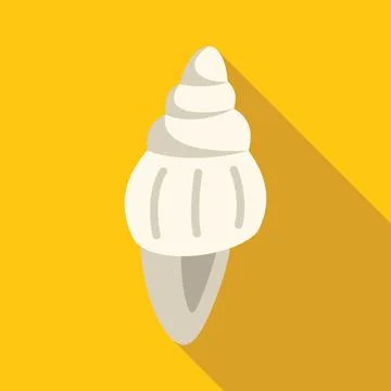 White spiral seashell casting long shadow on yellow background Stock Illustration