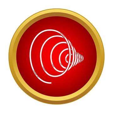 White spiral shell icon design on red button 스톡 일러스트
