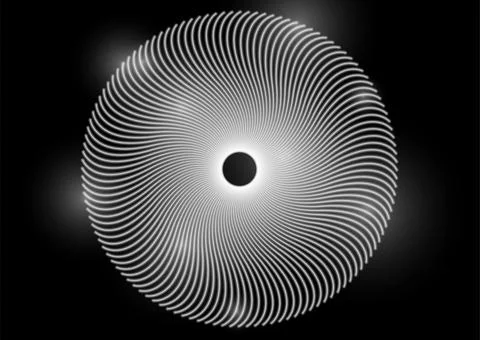 White spiral twisted circular lines abstract futuristic tech background Illustrazione stock