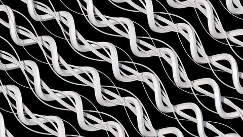 White spirals pattern. Black background. Abstract illustration, 3d render. Stock Illustration