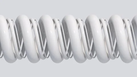 White spirals. White background. Abstract monochrome illustration, 3d render. Stock Illustration