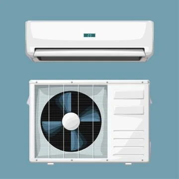 White split air conditioner system on blue Stock Illustration