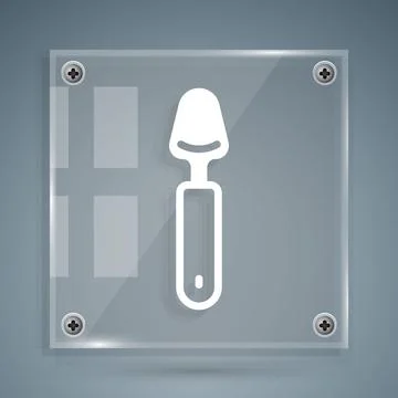 White Spoon icon isolated on grey background. Cooking utensil. Cutlery sign.. Stock Illustration