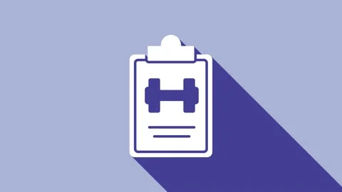 White Sport training program or fitness plan icon isolated on purple background Stock Footage 148300567