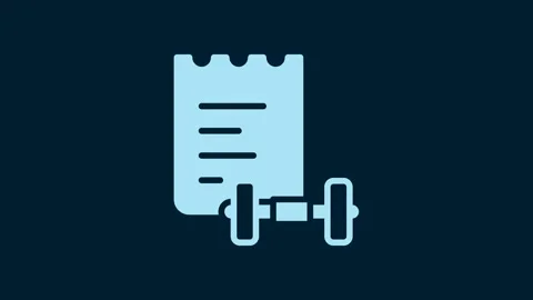 White Sport training program or fitness plan icon isolated on blue background Stock Footage 229571959