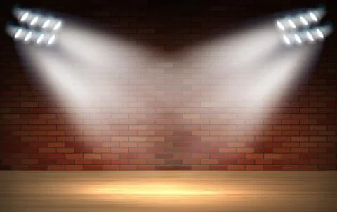 White spotlight on the brick wall in the studio room Stock Illustration