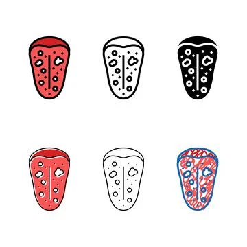 White spots on tongue hiv symptom color icon diversity vector Stock Illustration