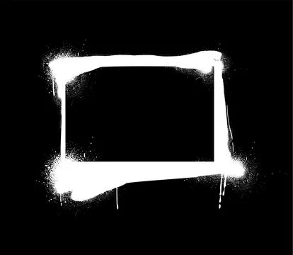 White spray paint vector rectangle frame with ink splatters, graffiti spraying Illustrazione stock