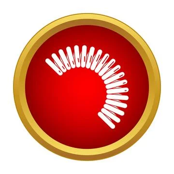 White spring coil icon inside red gold circle Stock Illustration