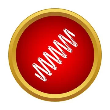 White spring coil icon inside red circular button 스톡 일러스트