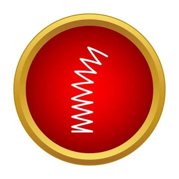 White spring coil on red push button icon Stock Illustration