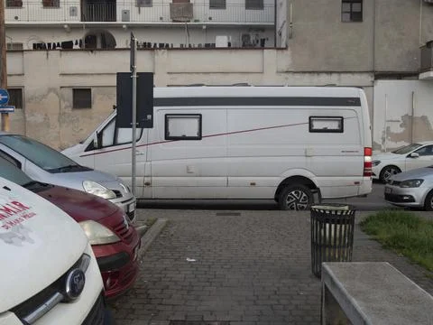 White Sprinter 316 CDI 2015 Camper Van Conversion Featuring a Custom Interior Stock Photos